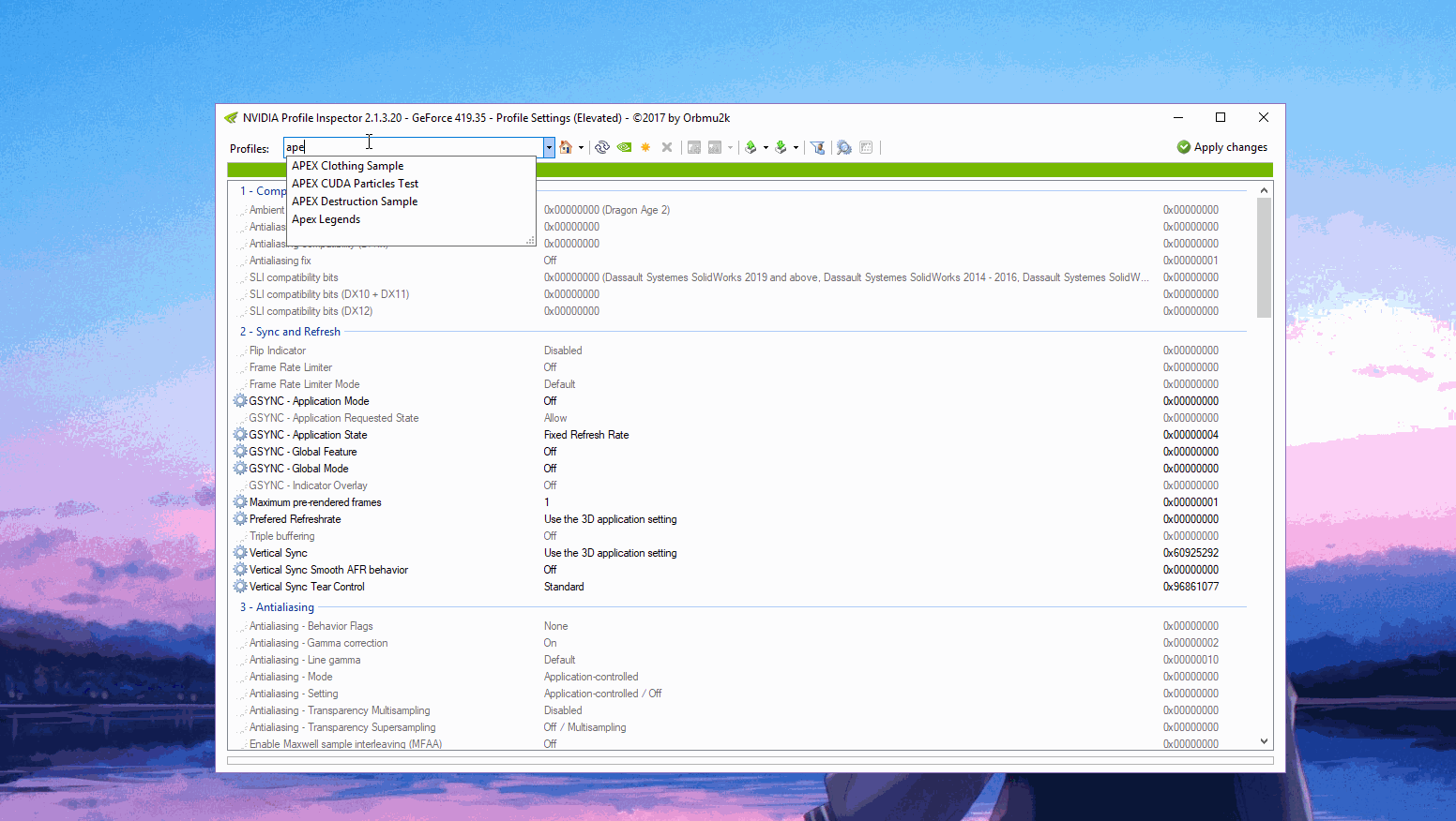 nvidiaProfileInspector