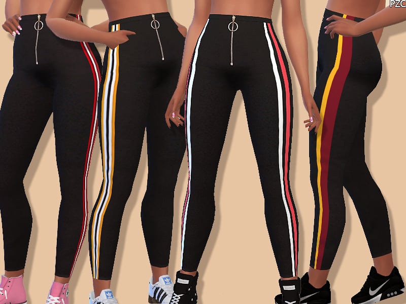 Athletic Pants With Zipper and Side Stripes